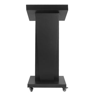 BERPET Podium Stand with Locking Wheels, Heavy Duty Metal, Slant Desktop - 50.4" H