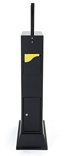 Steel Floor-Standing Ballot Box with Acrylic 17 by 11 Inch Sign Frame, Two Brochure Pockets - Black