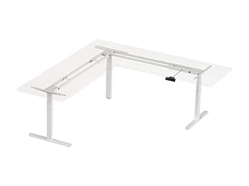 Monoprice Triple Motor Height Adjustable Sit-Stand Corner Desk Frame - White | 3 Leg Corner, L Shaped Table Base, Programmable Memory Settings - Workstream Collection