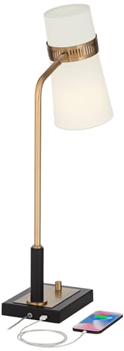 Possini Euro Design Brass Black USB Desk Lamps Set of 2
