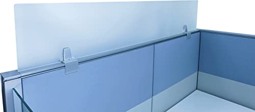 Obex 18" Frosted Acrylic Cubicle Mounted Privacy Panel with Small Brackets, Aluminum Frame, 18" x 72"