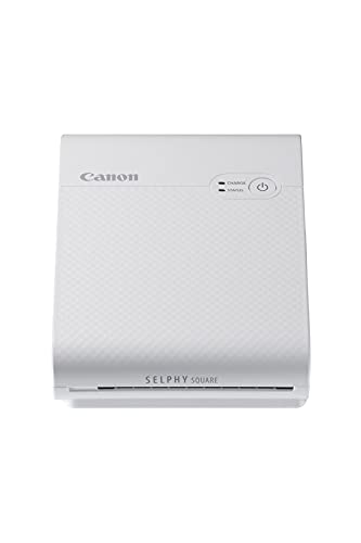 Canon SELPHY Square QX10 Portable Photo Printer, Wi-Fi Connectivity, USB Charging, Dye Sublimation Printing, 100 Year Print Life, Square Photo Paper, SELPHY Photo Layout App INTL Model (White)