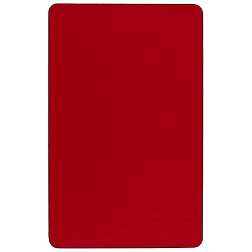 Flash Furniture 30''W x 60''L Rectangular Red Thermal Laminate Activity Table - Height Adjustable Short Legs