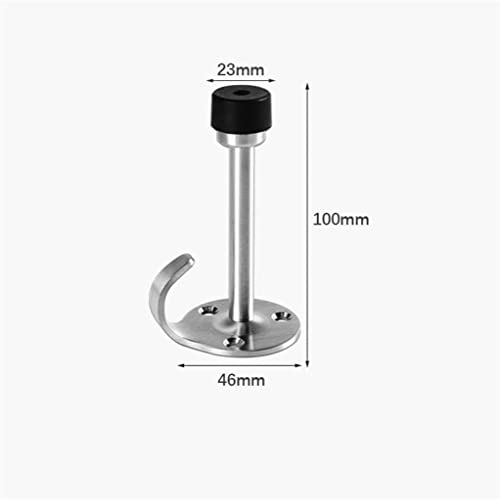 Stainless Steel Wall-Mounted Door Stopper with Hook - 5 Pieces