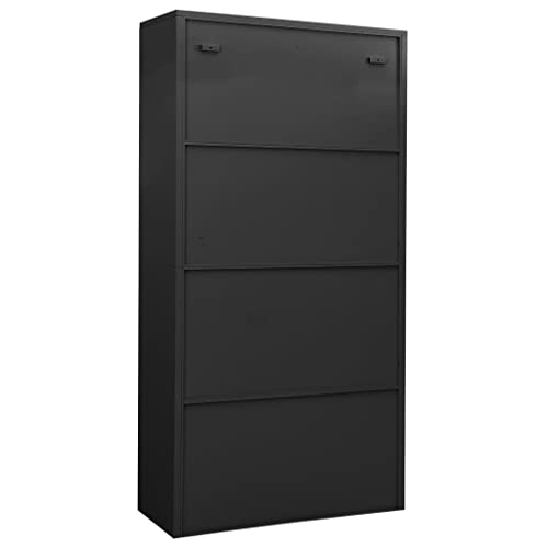 YITHOPI Metal Storage Sideboard Cabinet with Doors and Shelves - Anthracite Steel 35.4"x15.7"x70.9