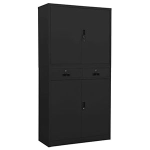 QZZCED Office Cabinet Lockable Doors Anthracite Steel 35.4"x15.7"x70.9