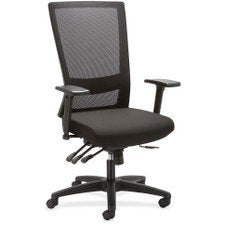 Lorell Comfort Mesh High-Back Fabric Seat Chair, Asynch Control, Black