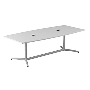 Bush Business Furniture Conference Table for 6-8 People | Boat Shaped 8 Foot Meeting Desk, White