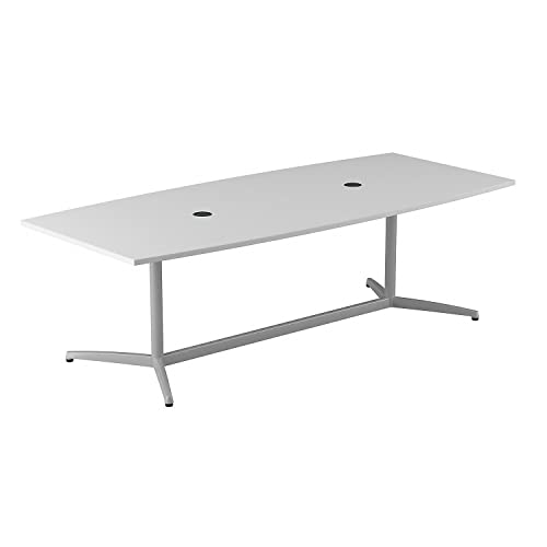 Bush Business Furniture Conference Table for 6-8 People | Boat Shaped 8 Foot Meeting Desk, White
