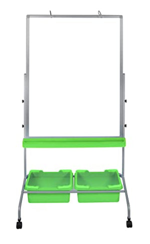 Stand Up Desk Store Mobile Whiteboard and Flipchart Easel with Storage Bins and Chart Hooks