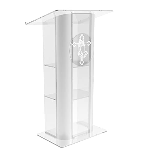 FixtureDisplays Clear Acrylic Plexiglass Lucite Podium with Pray Hand 14307+12152