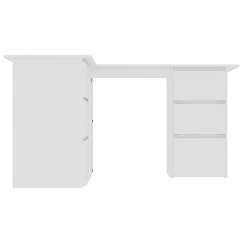 Tidyard L-Shaped Computer Desk Home Office PC Laptop Corner Workstation with 2 Open Storage Shelves and 6 Storage Drawers Gaming Table Furniture 57.1 x 39.4 x 29.9 Inches (W x D x H)
