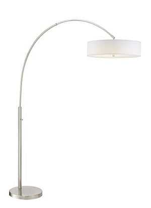 Wilkerson Brushed Nickel LED Arc Floor Lamp with White Shade