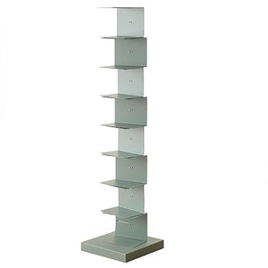 PIcube All Metal Invisible Book Tower Heavy Duty Spine Bookshelf White 5 Shelf