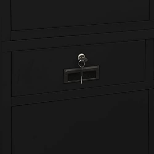 Youuihom Vertical Filing Cabinet with Lock Drawers, Black Steel 35.4"x15.7"x70.9