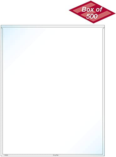 EnvyPak Full Page Pocket/Holder, Peel and Stick Adhesive, Top Loading, Clear, Holds 8.5” x 11” Sheet - Box of 500