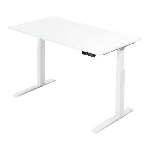S Stand Up Desk Store Electric Adjustable Height Standing Desk (White Frame/Gloss White Top, 60")
