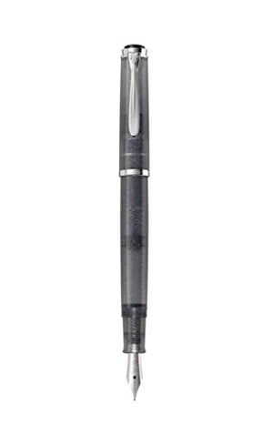 Pelikan Special Edition Tradition M205 Moonstone Fountain Pen, Medium Nib, Includes Bottle of Edelstein Moonstone Ink, Gray, 1 Set (816946)