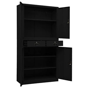 Youuihom Vertical Filing Cabinet with Lock Drawers, Black Steel 35.4"x15.7"x70.9