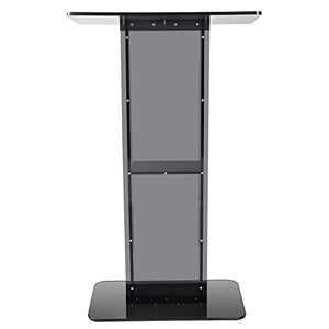 VEVOR Acrylic Podium Stand, 47" Tall, Wide Reading Surface, Storage Shelf, Floor-Standing Clear Pulpit for Church Office School, Black