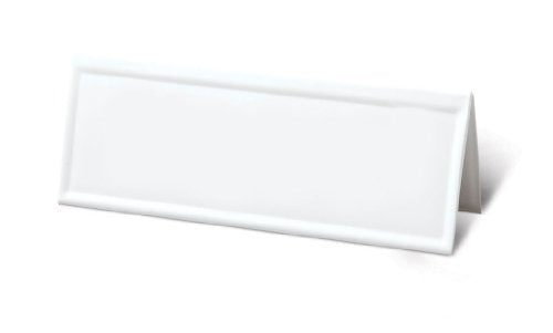 Set of 100 Space-saver Reusable Name Cards - WHITE, dry-erase tent, 8.75" x 3"