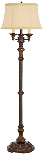 Barnes and Ivy Traditional Italian Floor Lamp Candelabra Style 4-Light 64.5" Tall Bronze Brown Gold Bell Shade