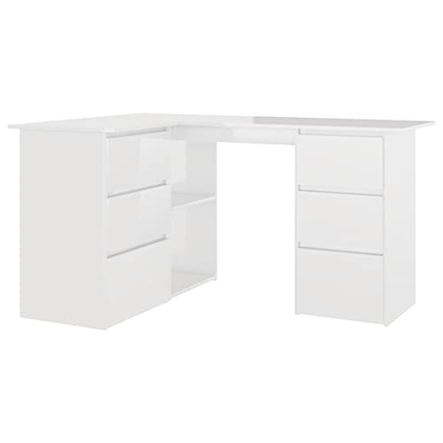 Computer Desk, Corner Desk, Simple Style Desk,Workstation Office Desk Writing,Computer Desk with Storage Locker, Space-Saving, 57.1"x39.4"x29.9" Chipboard