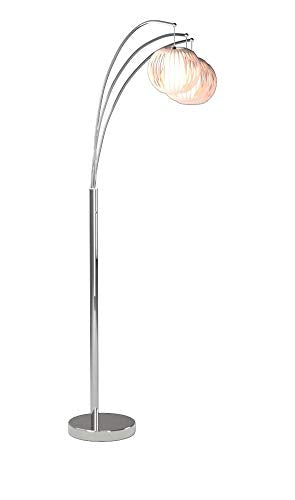 Lite Source LSF-8871PS/WHT Deion 3-Light Arch Floor Lamp, 9.25" x 18.75" x 60.25", Polished Steel Finish/White Vinyl Shade