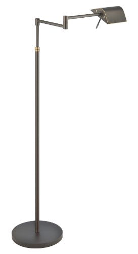 Holtkoetter 9602LED HBOB Two-Tone LED Swing-Arm Floor Lamp with Two Independent Dimmers, 22" x 22" x 52.75", Hand-Brushed Old Bronze