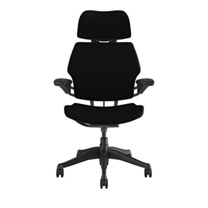 Humanscale Freedom Office Chair with Headrest - Ergonomic Work Chair with Highly Adjustable Arms and Gel Seat - Graphite Frame - Black Fabric