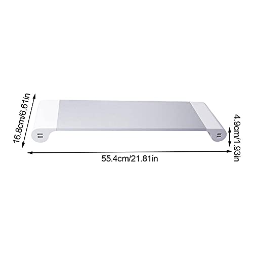 YFSDX Computer Screen Riser with Double-Sided USB Keyboard Rack, Desk Display Vertical Organizer Desktop Shelf