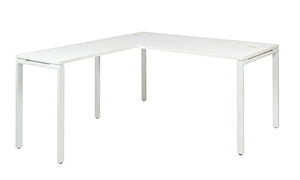 OSP Home Furnishings Prado Complete L-Shaped Desk With Laminate Top and Metal Legs, White