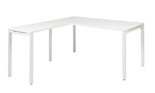 OSP Home Furnishings Prado Complete L-Shaped Desk With Laminate Top and Metal Legs, White