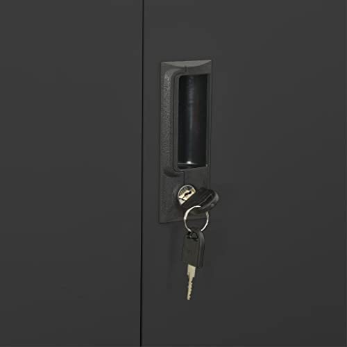 QZZCED Office Cabinet with Lockable Doors, Anthracite Steel, 35.4"x15.7"x70.9
