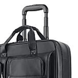Rolling Leather Laptop Bag, Stylish Wheeled Office Bag with Compartment, Front Zippered Pockets and a File Compartment, Travel Bag for Work and Traveling, Business Bag, Briefcase, 15.6" (Black)