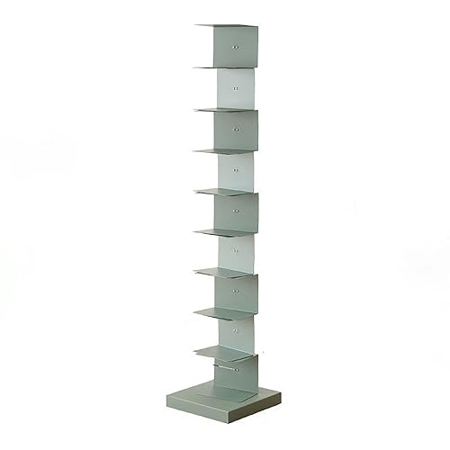 PIcube All Metal Invisible Book Tower Heavy Duty Spine Bookshelf White 5 Shelf