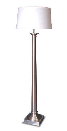 m.r. lamp and Shade QF-1638 Tapered Column Metal Floor Lamp, 60", Satin Nickel
