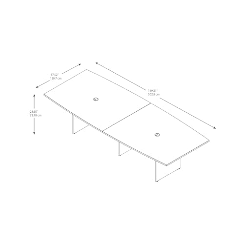 Bush Business Furniture Conference Table for 8-10 People | Boat Shaped 10 FT Meeting Desk, Hansen Cherry