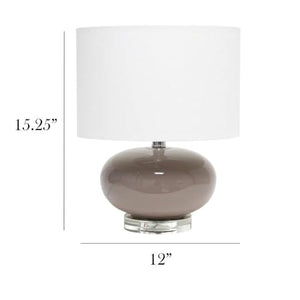 Generic Modern Ceramic Table Lamp 15.25" with White Fabric Shade, Gray