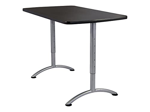Iceberg Adjustable Height Rectangular Conference Table 30" x 60" Graphite/Silver Leg