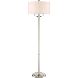 Quoizel VVBY9362BN Broadway Library Reading Floor Lamp, 3-Light, 225 Watts, Brushed Nickel (62" H x 17" W)