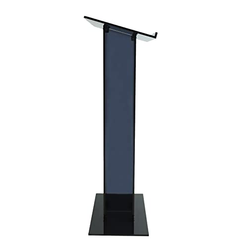 TBVECHI Clear Acrylic Podium Lectern Stand 23.6'' x 15.7'' x 43'' Curved Black - Easy Assembly