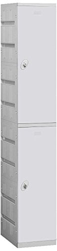 Salsbury Industries 92168GY-U Double Tier 12.75-Inch Wide 738.25-Inch High 18-Inch Deep Unassembled Plastic Locker, Gray