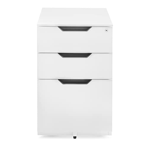 Amazon Basics 3 Drawer Mobile File Cabinet With Lock, White