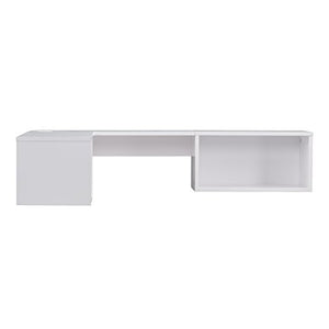 Southern Enterprises Flynn Floating Wall Mount Corner Desk - Storage Cubbies - Pure White Finish