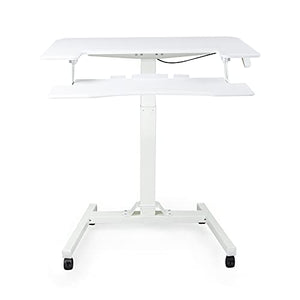 Mokylor Mobile Stand Up Desk, Height Adjustable Laptop Desk Home Office Workstation with Storage Tray, Muti-Purpose Rolling Presentation Cart Podium Lectern with Wheels