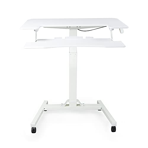 Mokylor Mobile Stand Up Desk, Height Adjustable Laptop Desk Home Office Workstation with Storage Tray, Muti-Purpose Rolling Presentation Cart Podium Lectern with Wheels
