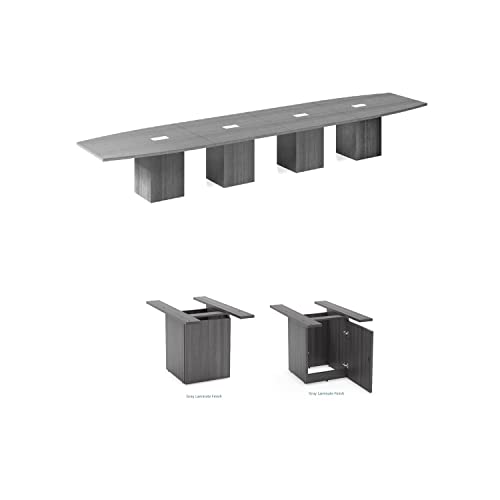 Generic Conference Room Table 20 FT Modern Executive Boat Shaped Gray Finish
