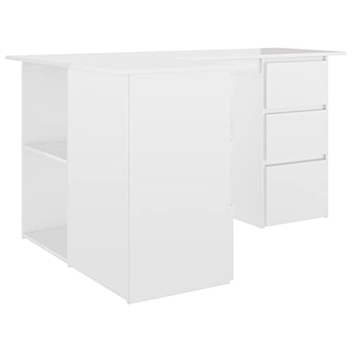 Computer Desk, Corner Desk, Simple Style Desk,Workstation Office Desk Writing,Computer Desk with Storage Locker, Space-Saving, 57.1"x39.4"x29.9" Chipboard