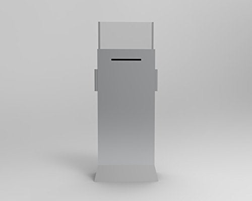 FixtureDisplays® Metal Ballot Box w/Side Pockets, Lockable, 17 x 8.7 Header, Floorstanding - Matte Grey Unique Lock/Keys 119577
